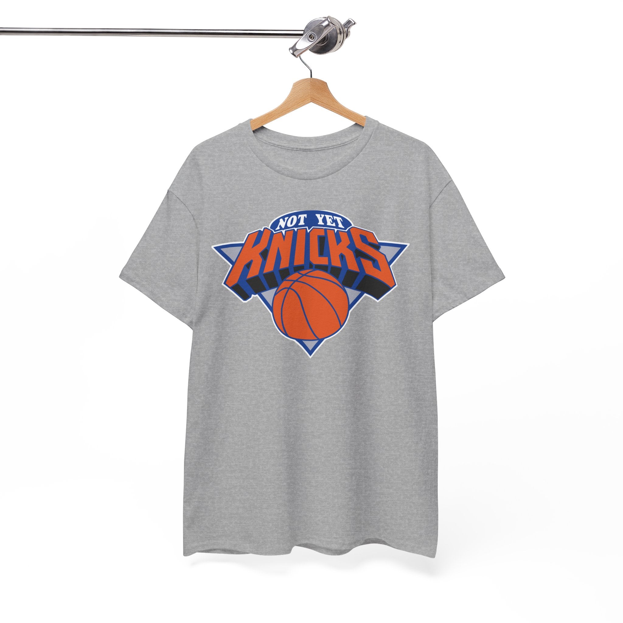 "NOT YET KNICKS" Unisex Heavy Cotton Tee with 'Not the Knicks' Basketball Design, Casual Wear, Sporty Gift, Streetwear, Game Day Apparel