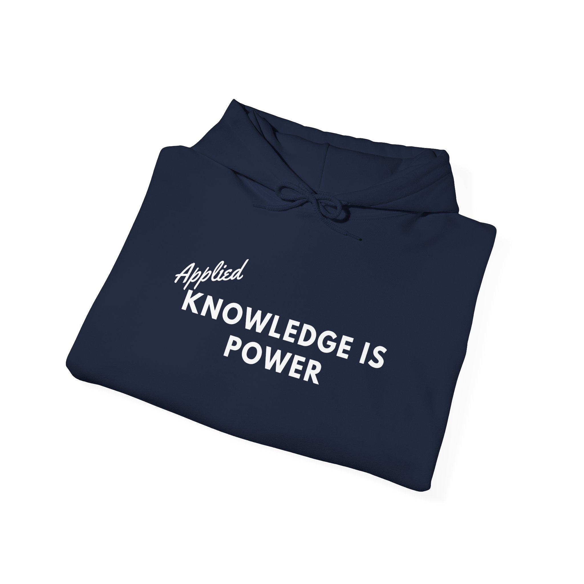 Applied Knowledge Is Power, dark colored hoodie, Unisex Heavy Blend™ Hooded Sweatshirt