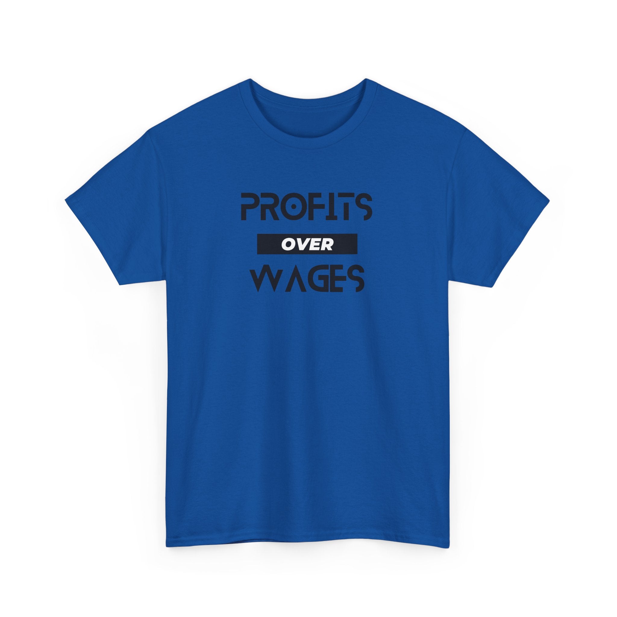 Profits Over Wages. light colored shirt, Unisex Heavy Cotton Tee