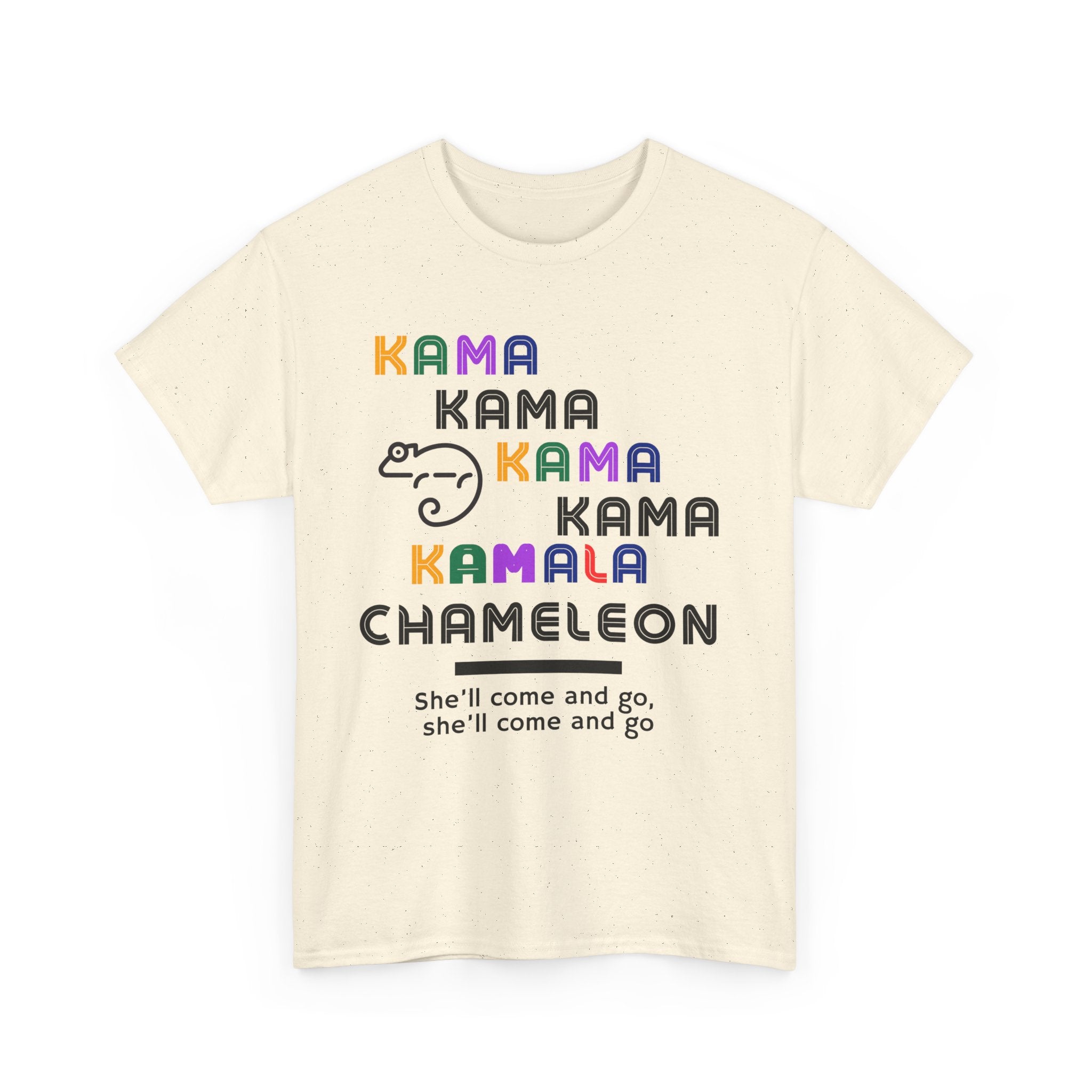 Kamala Chameleon, light colored shirt, Unisex Heavy Cotton Tee