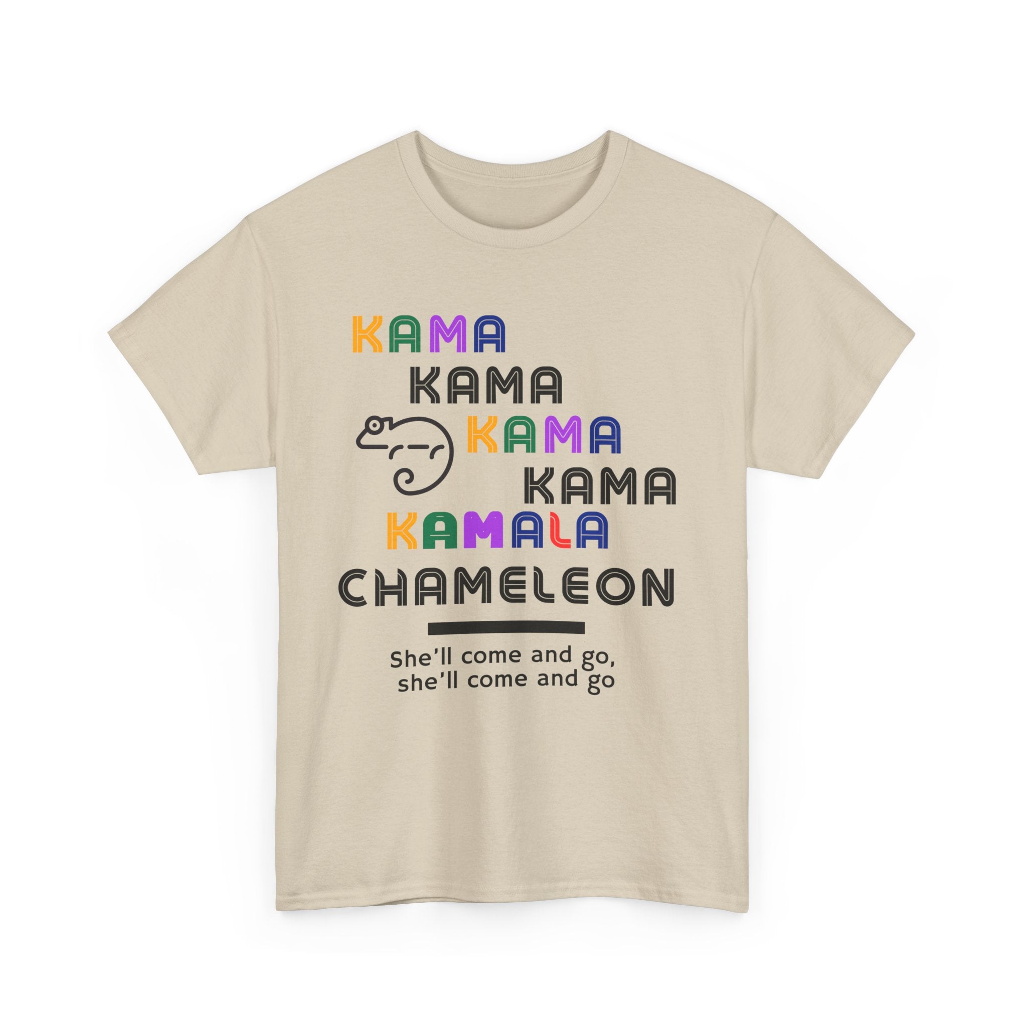 Kamala Chameleon, light colored shirt, Unisex Heavy Cotton Tee