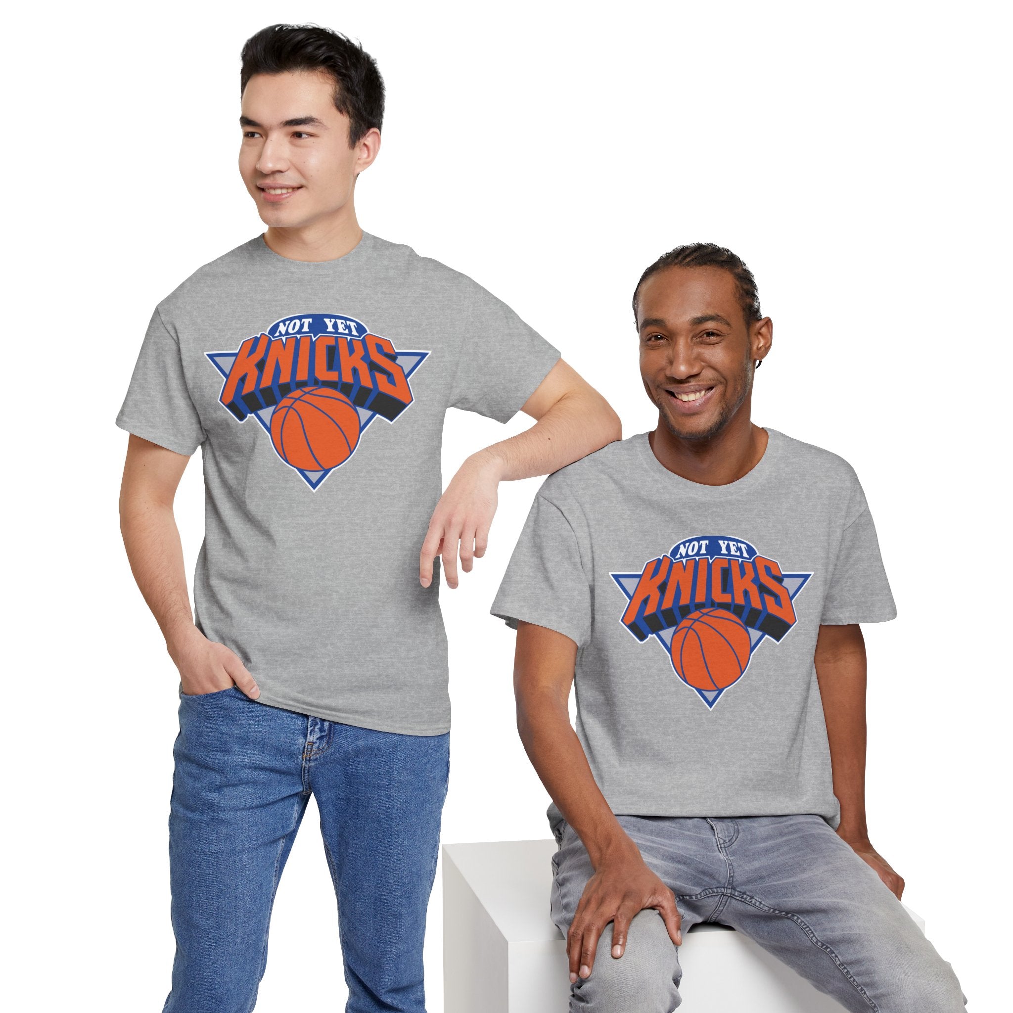"NOT YET KNICKS" Unisex Heavy Cotton Tee with 'Not the Knicks' Basketball Design, Casual Wear, Sporty Gift, Streetwear, Game Day Apparel