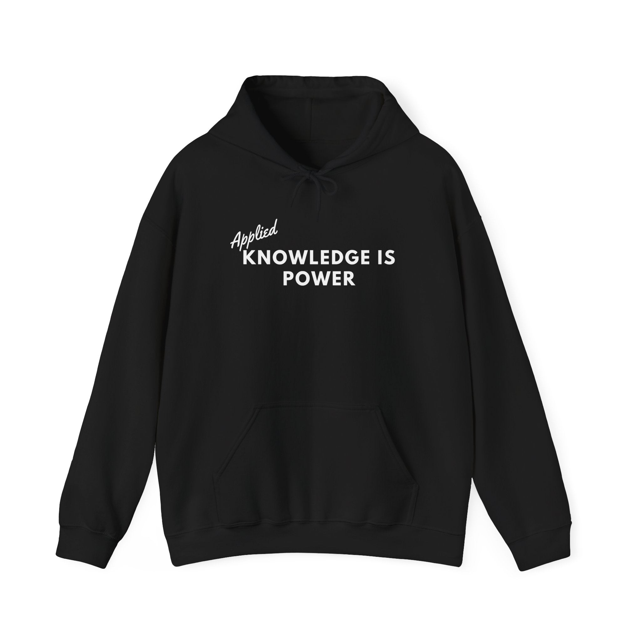 Applied Knowledge Is Power, dark colored hoodie, Unisex Heavy Blend™ Hooded Sweatshirt