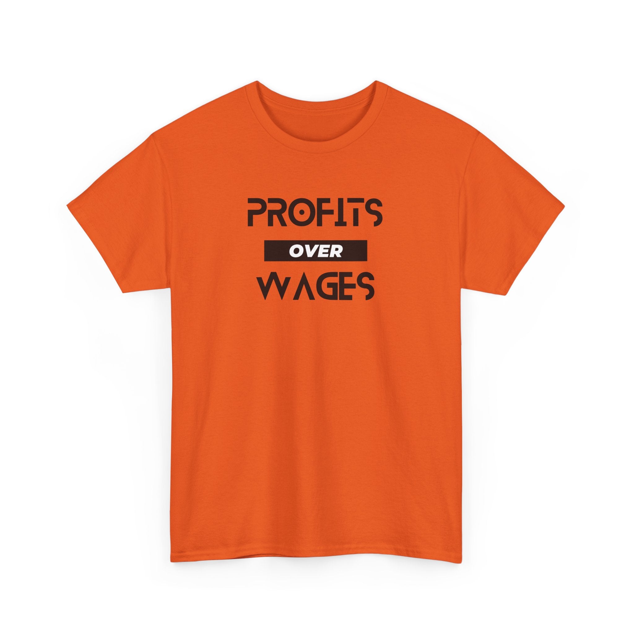 Profits Over Wages. light colored shirt, Unisex Heavy Cotton Tee
