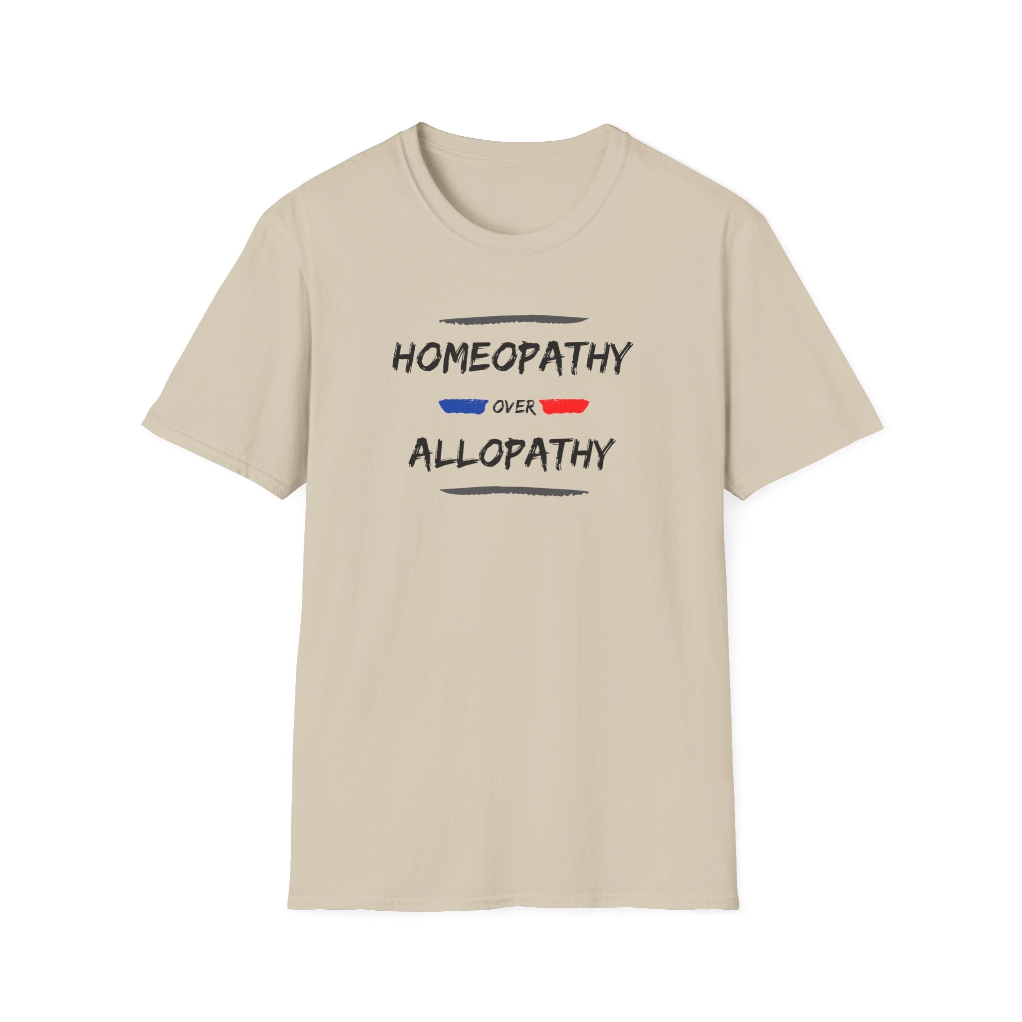 Homeopathy Over Allopathy, light colored shirt, Unisex Softstyle T-Shirt