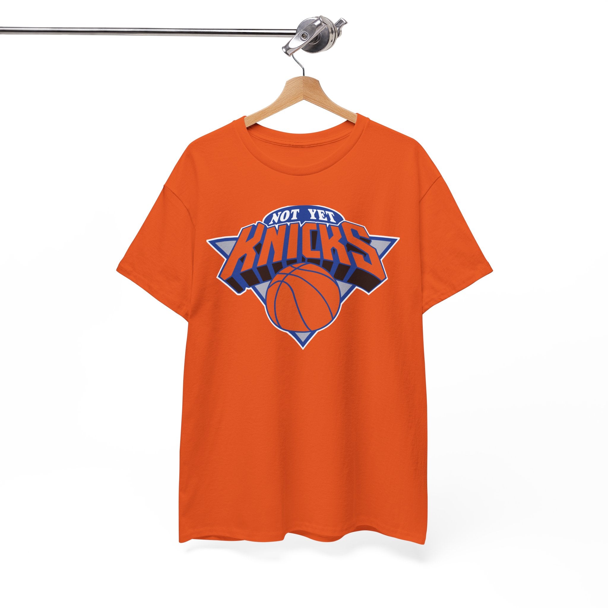 "NOT YET KNICKS" Unisex Heavy Cotton Tee with 'Not the Knicks' Basketball Design, Casual Wear, Sporty Gift, Streetwear, Game Day Apparel