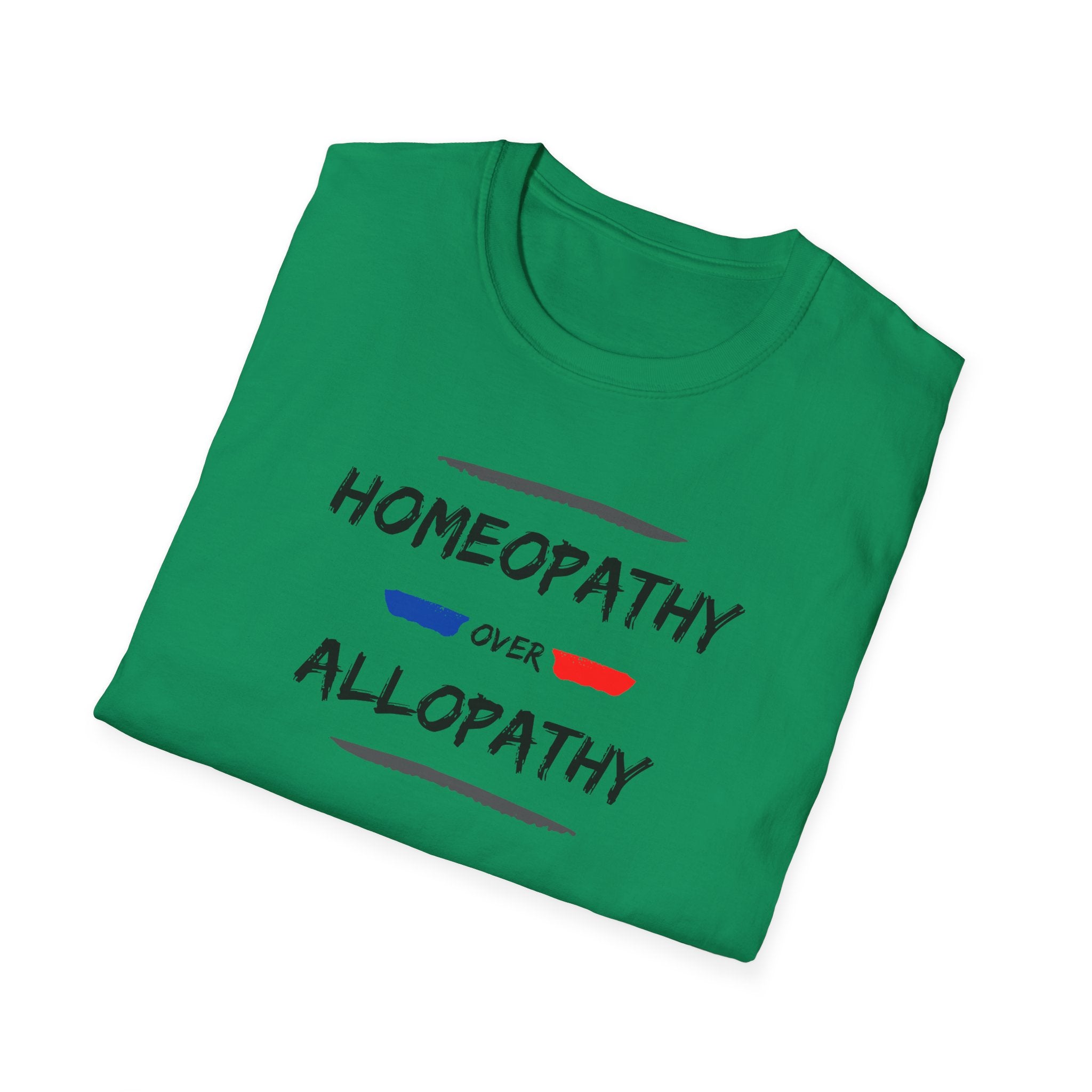 Homeopathy Over Allopathy, light colored shirt, Unisex Softstyle T-Shirt