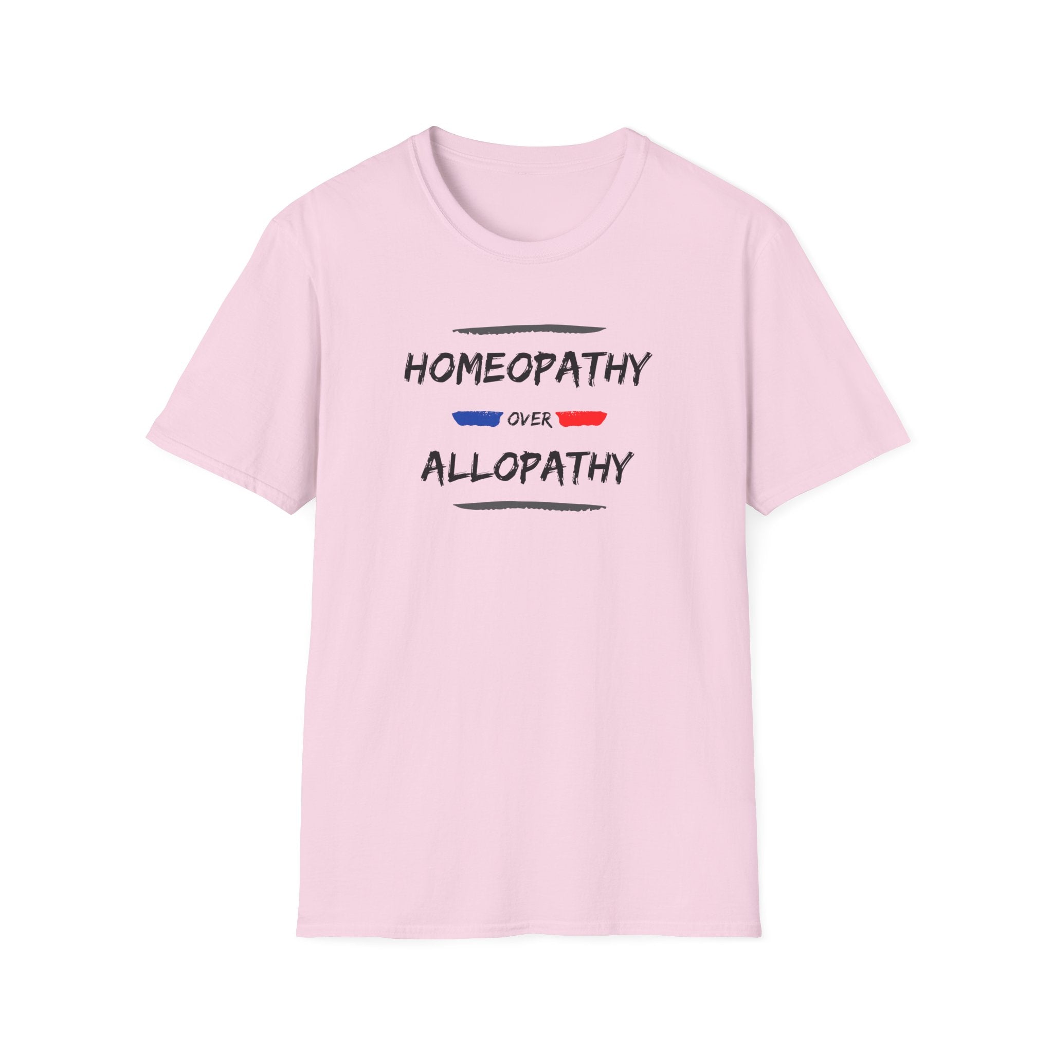 Homeopathy Over Allopathy, light colored shirt, Unisex Softstyle T-Shirt