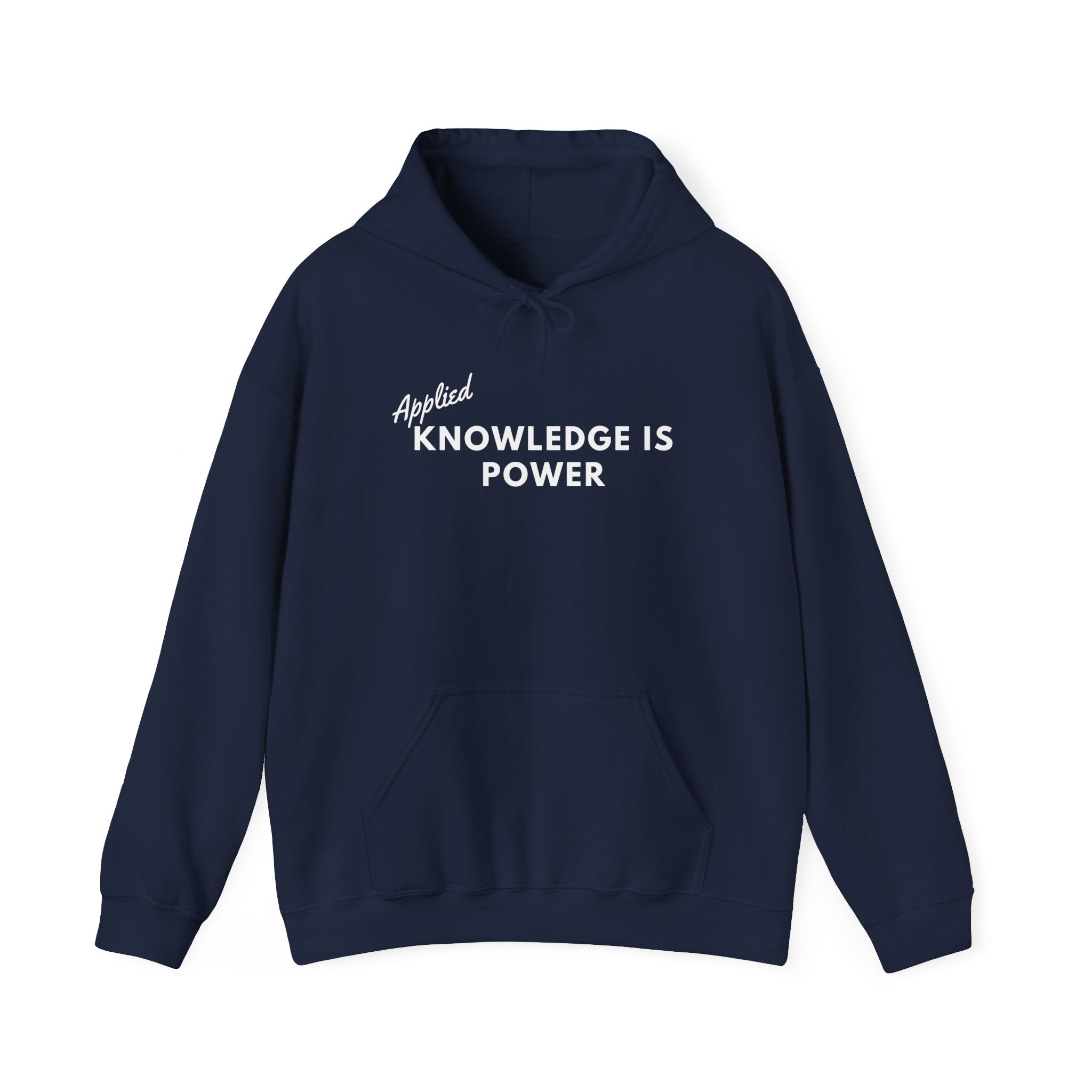 Applied Knowledge Is Power, dark colored hoodie, Unisex Heavy Blend™ Hooded Sweatshirt