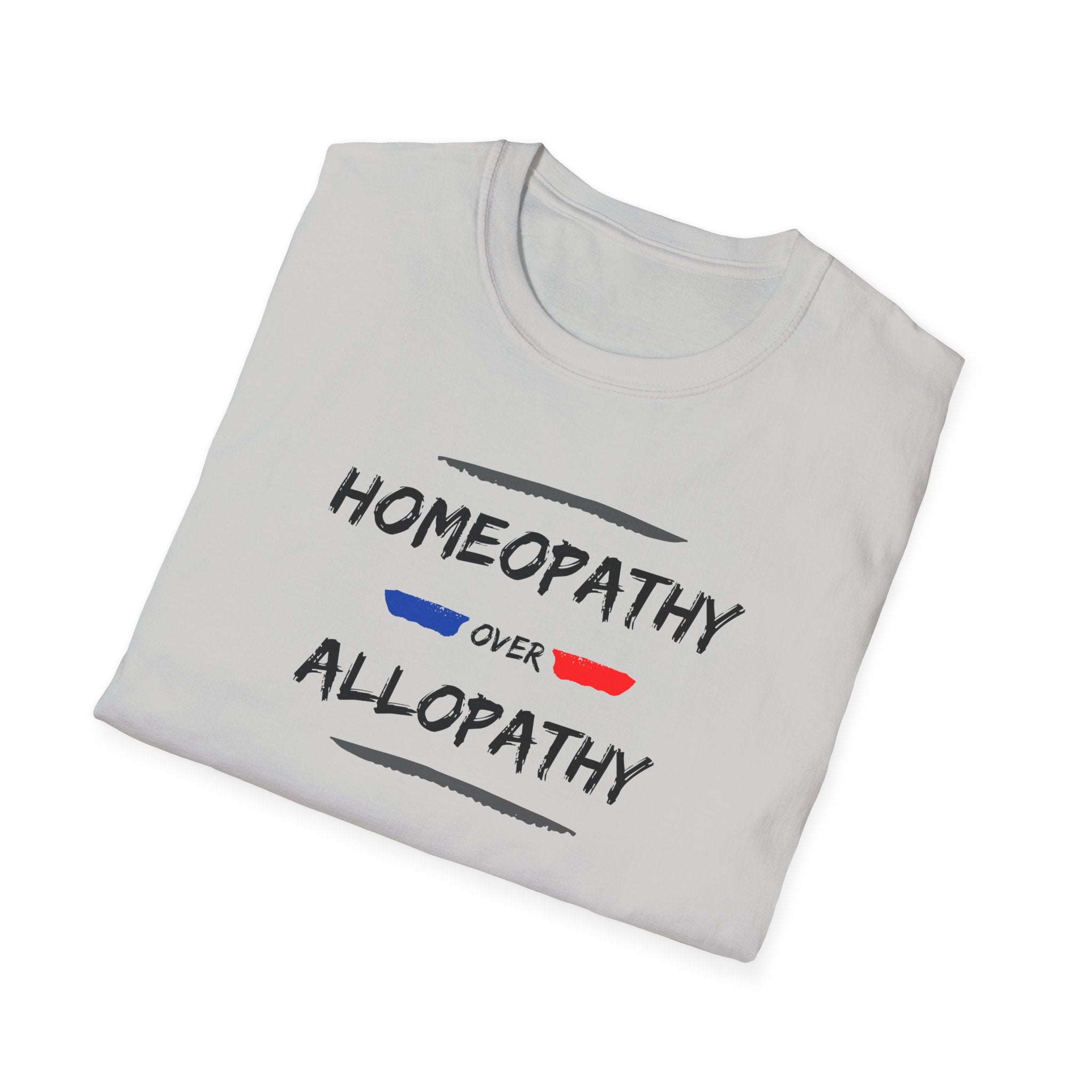 Homeopathy Over Allopathy, light colored shirt, Unisex Softstyle T-Shirt