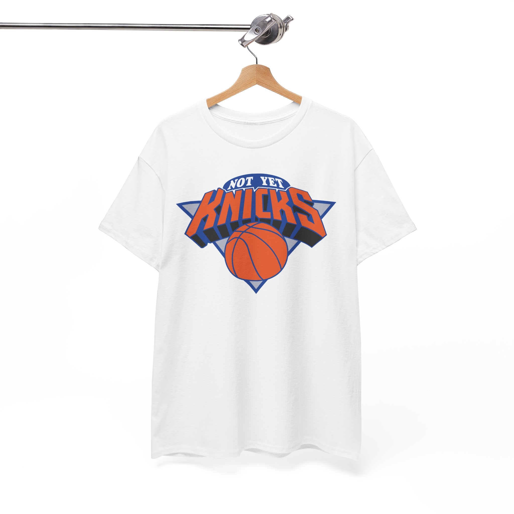 "NOT YET KNICKS" Unisex Heavy Cotton Tee with 'Not the Knicks' Basketball Design, Casual Wear, Sporty Gift, Streetwear, Game Day Apparel