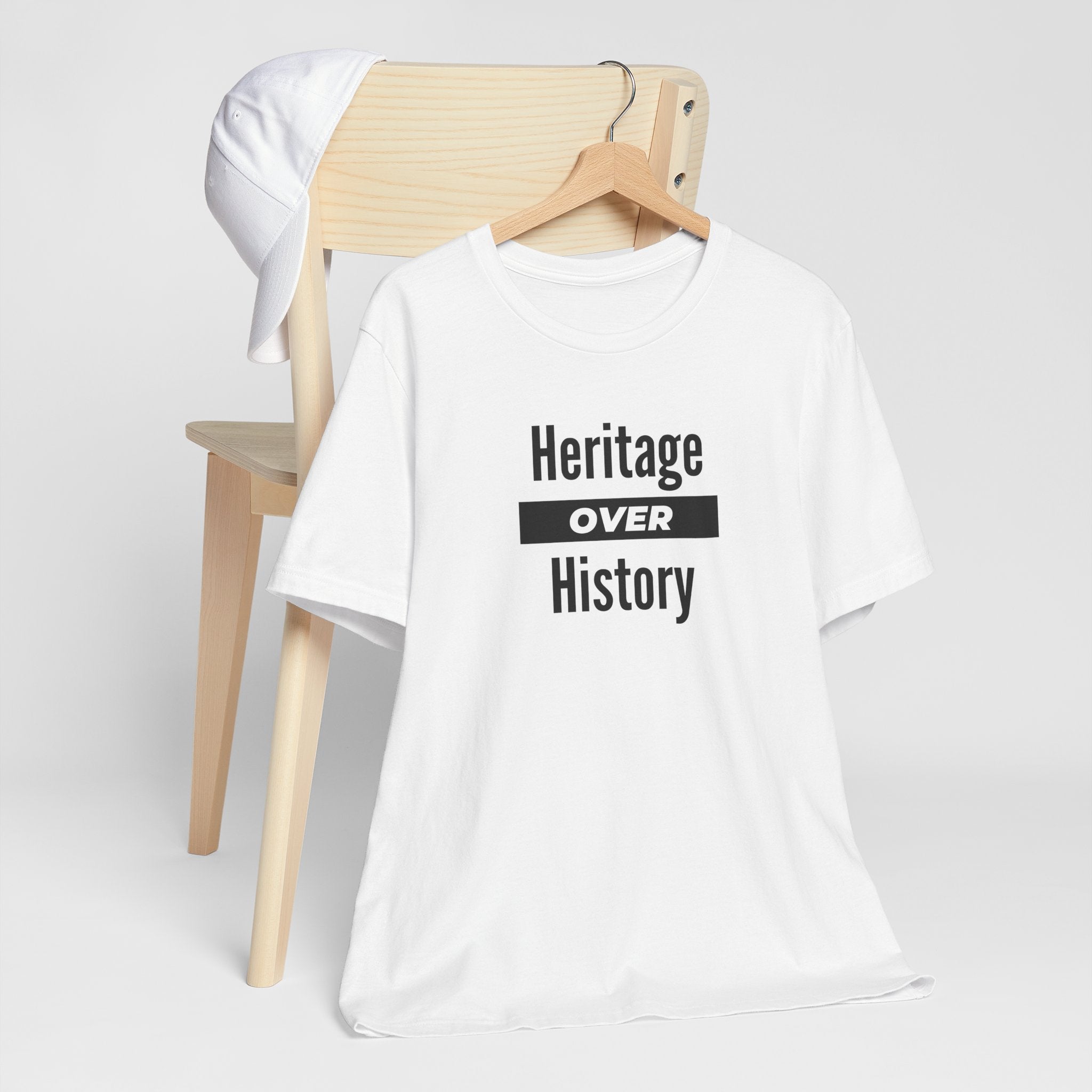 Heritage Over History, light colored shirt, Unisex Jersey Short Sleeve Tee