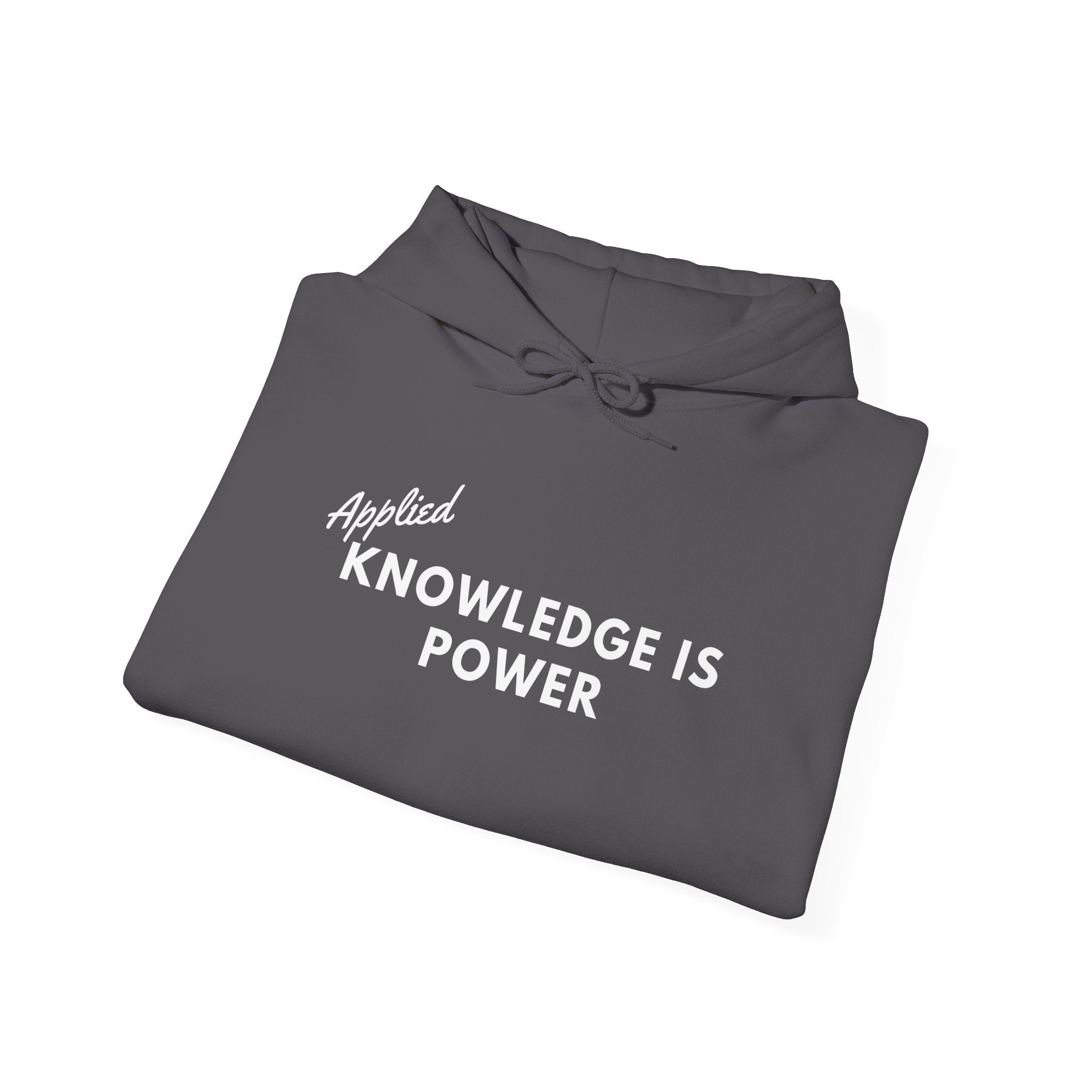 Applied Knowledge Is Power, dark colored hoodie, Unisex Heavy Blend™ Hooded Sweatshirt