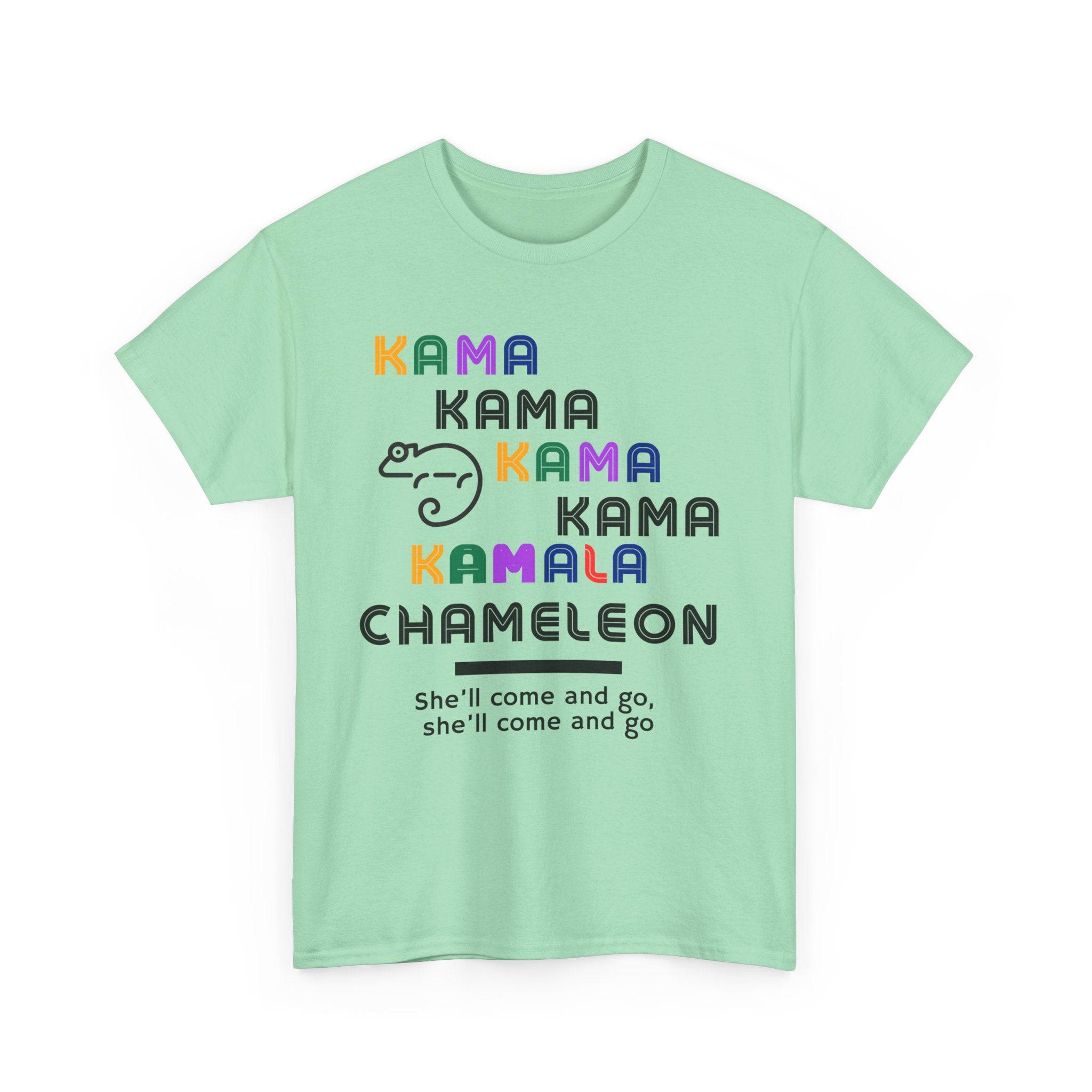 Kamala Chameleon, light colored shirt, Unisex Heavy Cotton Tee
