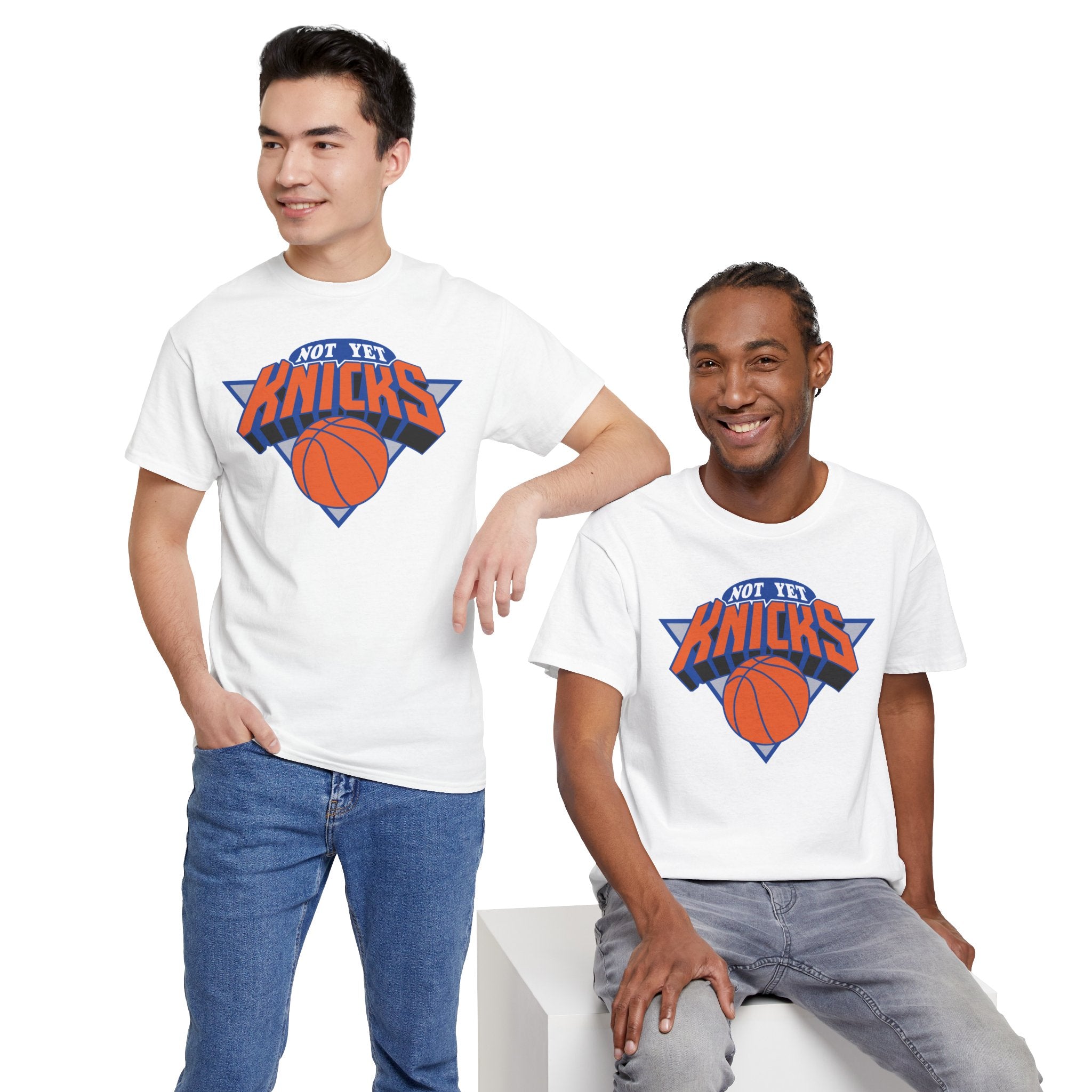 "NOT YET KNICKS" Unisex Heavy Cotton Tee with 'Not the Knicks' Basketball Design, Casual Wear, Sporty Gift, Streetwear, Game Day Apparel