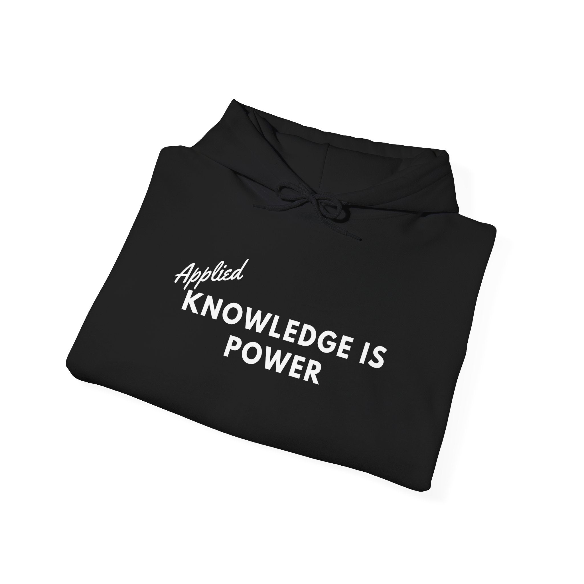 Applied Knowledge Is Power, dark colored hoodie, Unisex Heavy Blend™ Hooded Sweatshirt