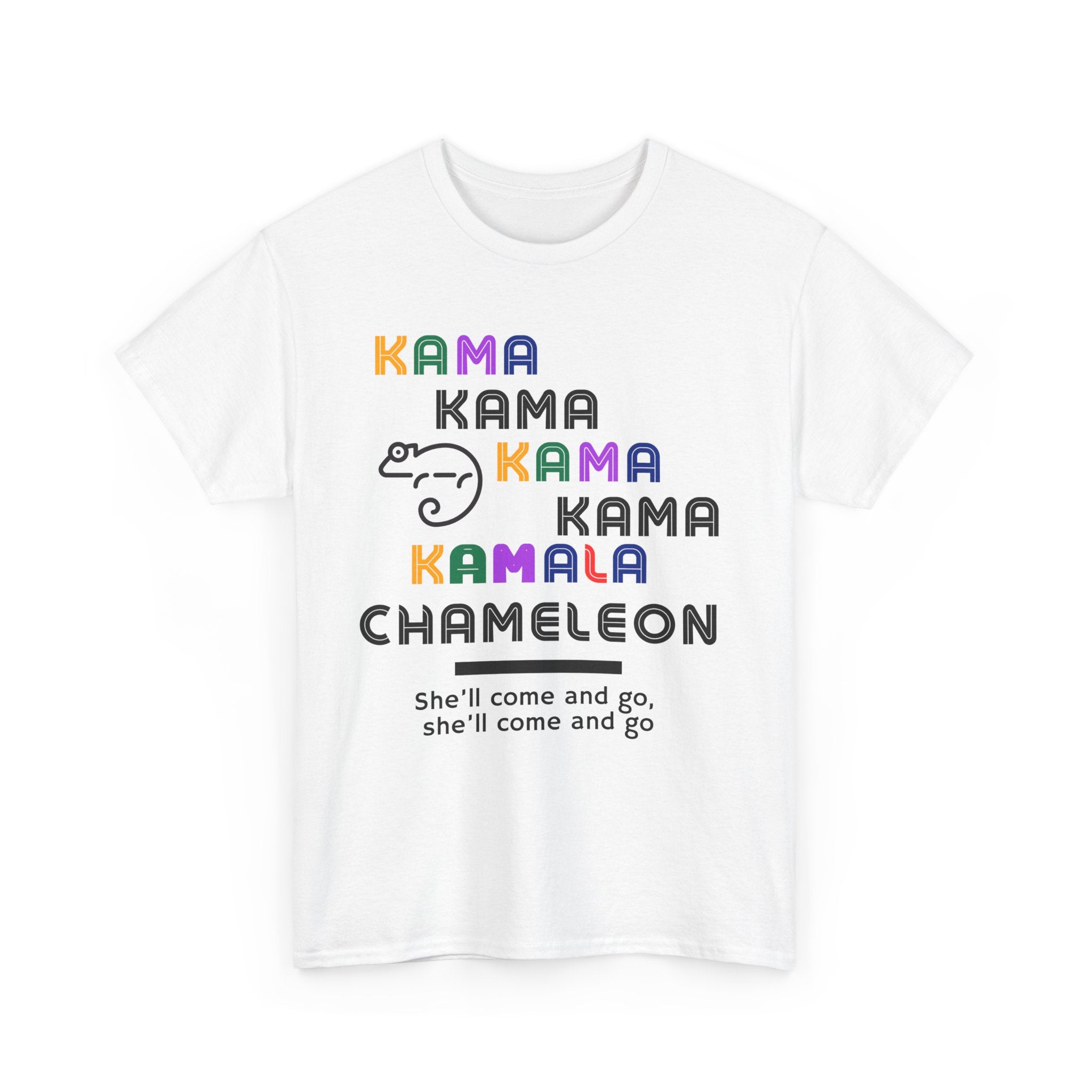 Kamala Chameleon, light colored shirt, Unisex Heavy Cotton Tee