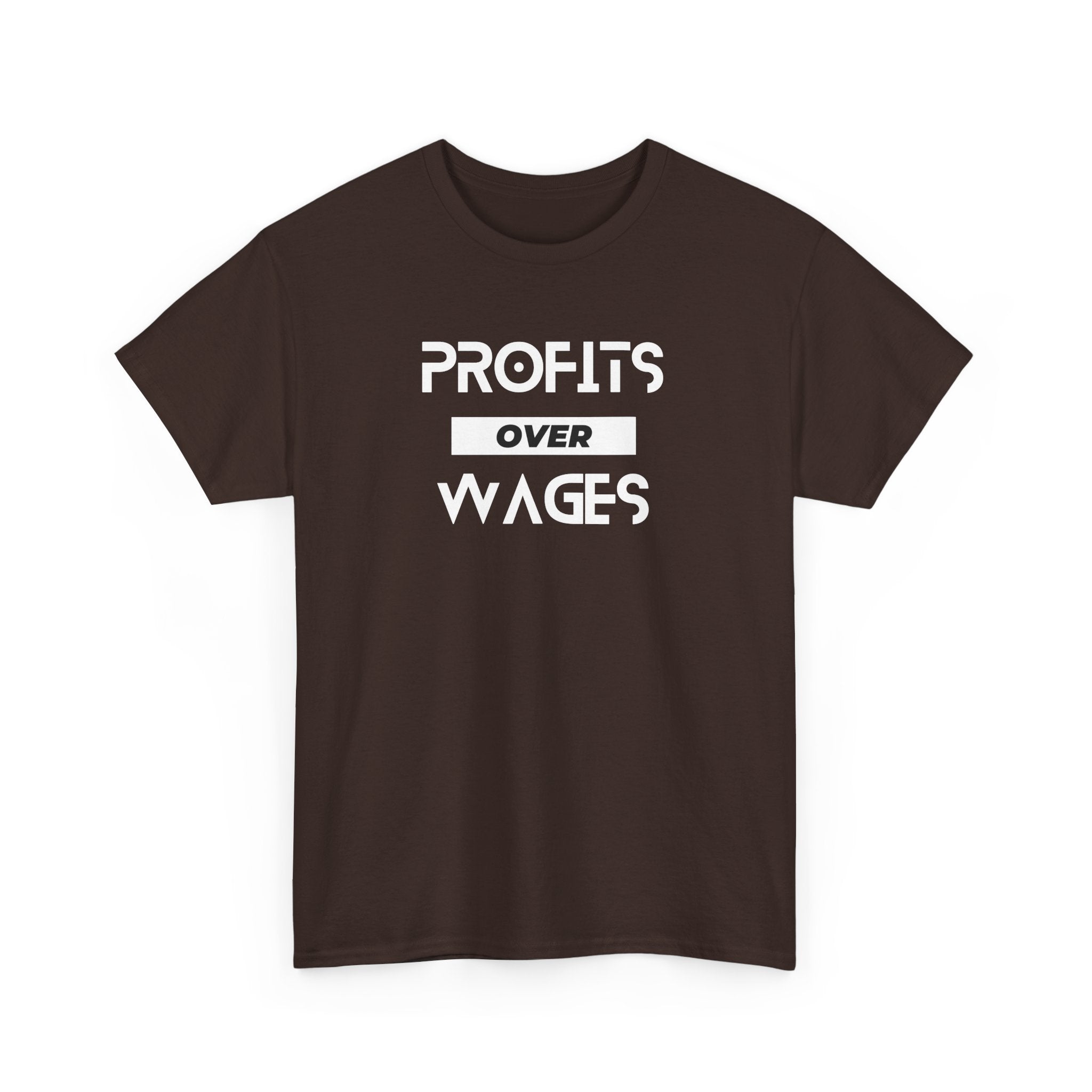 Profits Over Wages, dark colored shirt, Unisex Heavy Cotton Tee