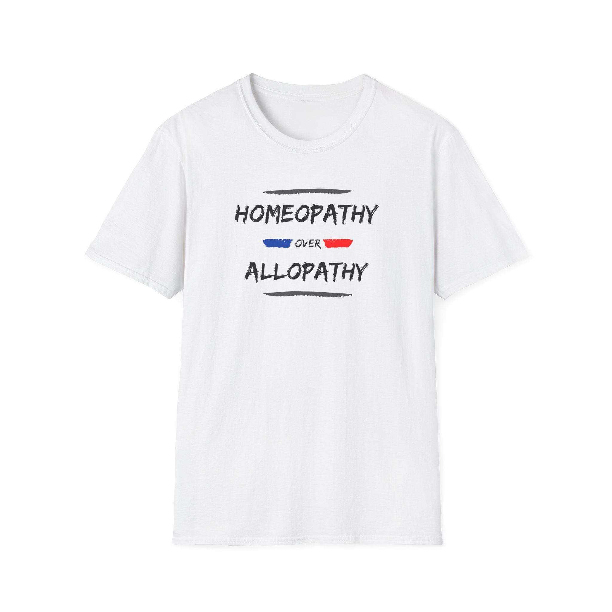 Homeopathy Over Allopathy, light colored shirt, Unisex Softstyle T-Shirt