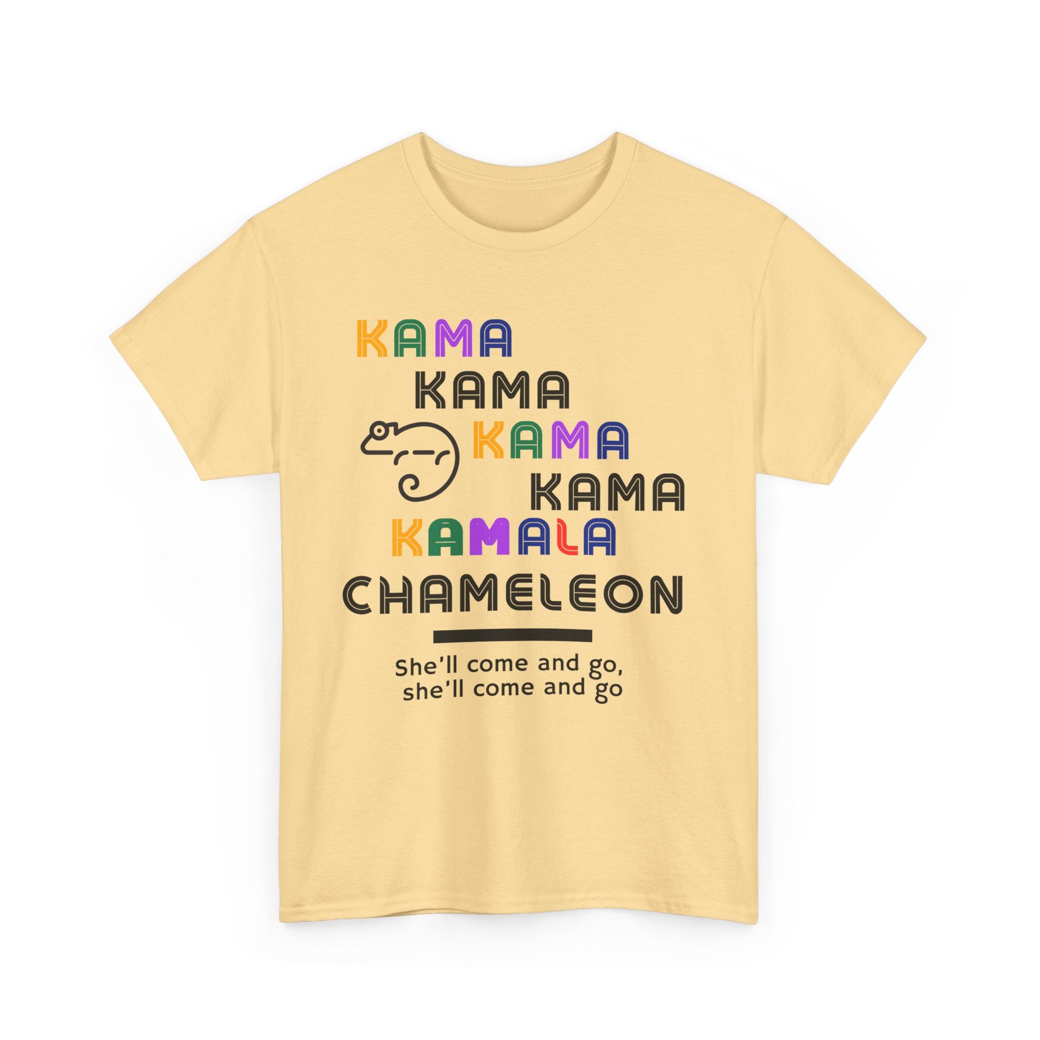 Kamala Chameleon, light colored shirt, Unisex Heavy Cotton Tee