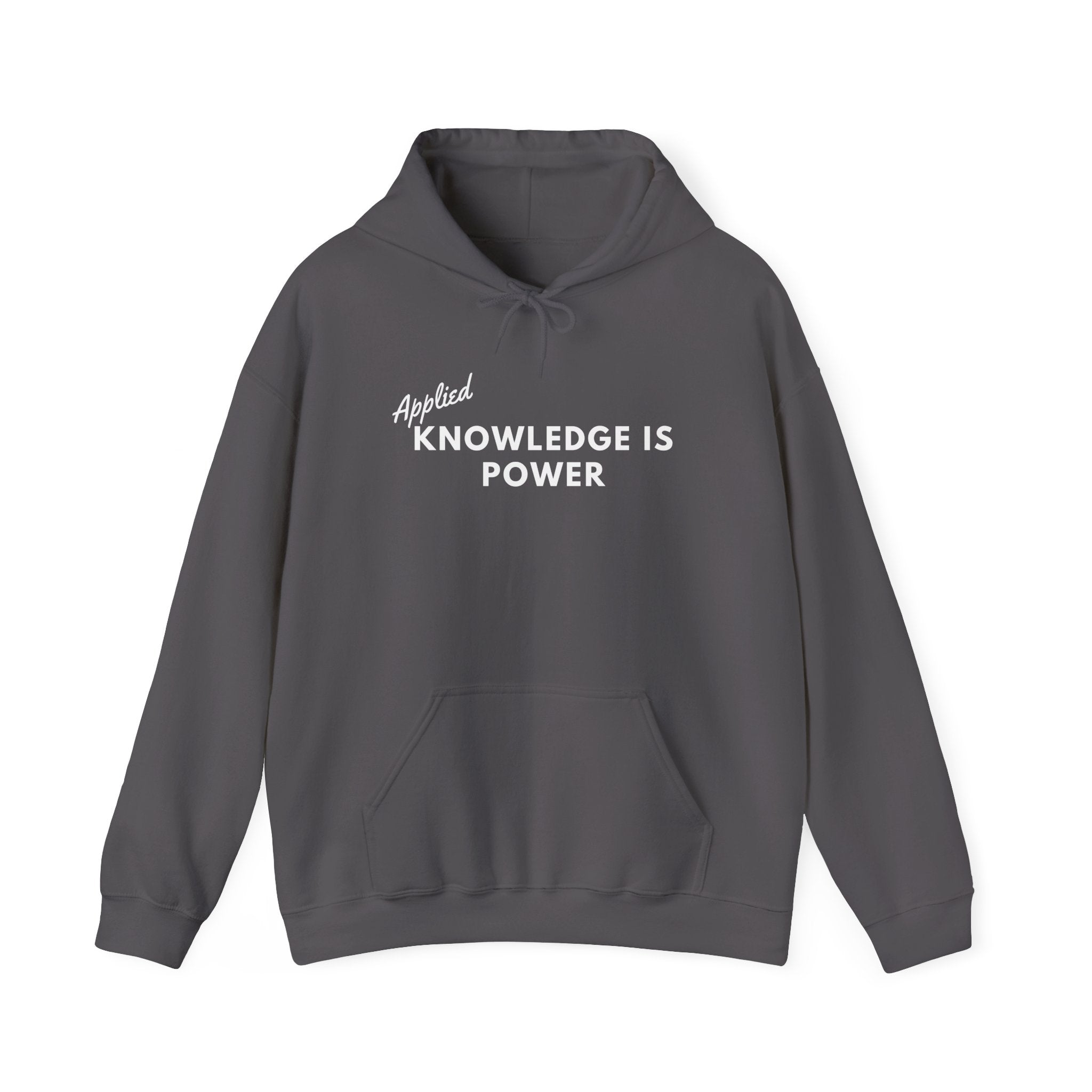 Applied Knowledge Is Power, dark colored hoodie, Unisex Heavy Blend™ Hooded Sweatshirt