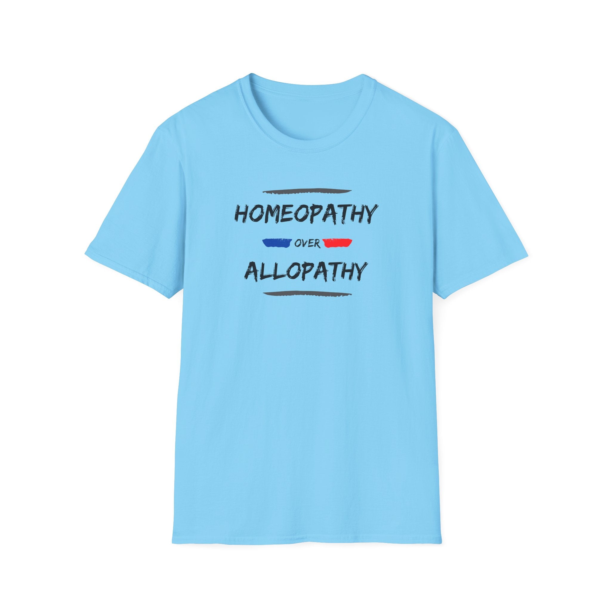 Homeopathy Over Allopathy, light colored shirt, Unisex Softstyle T-Shirt