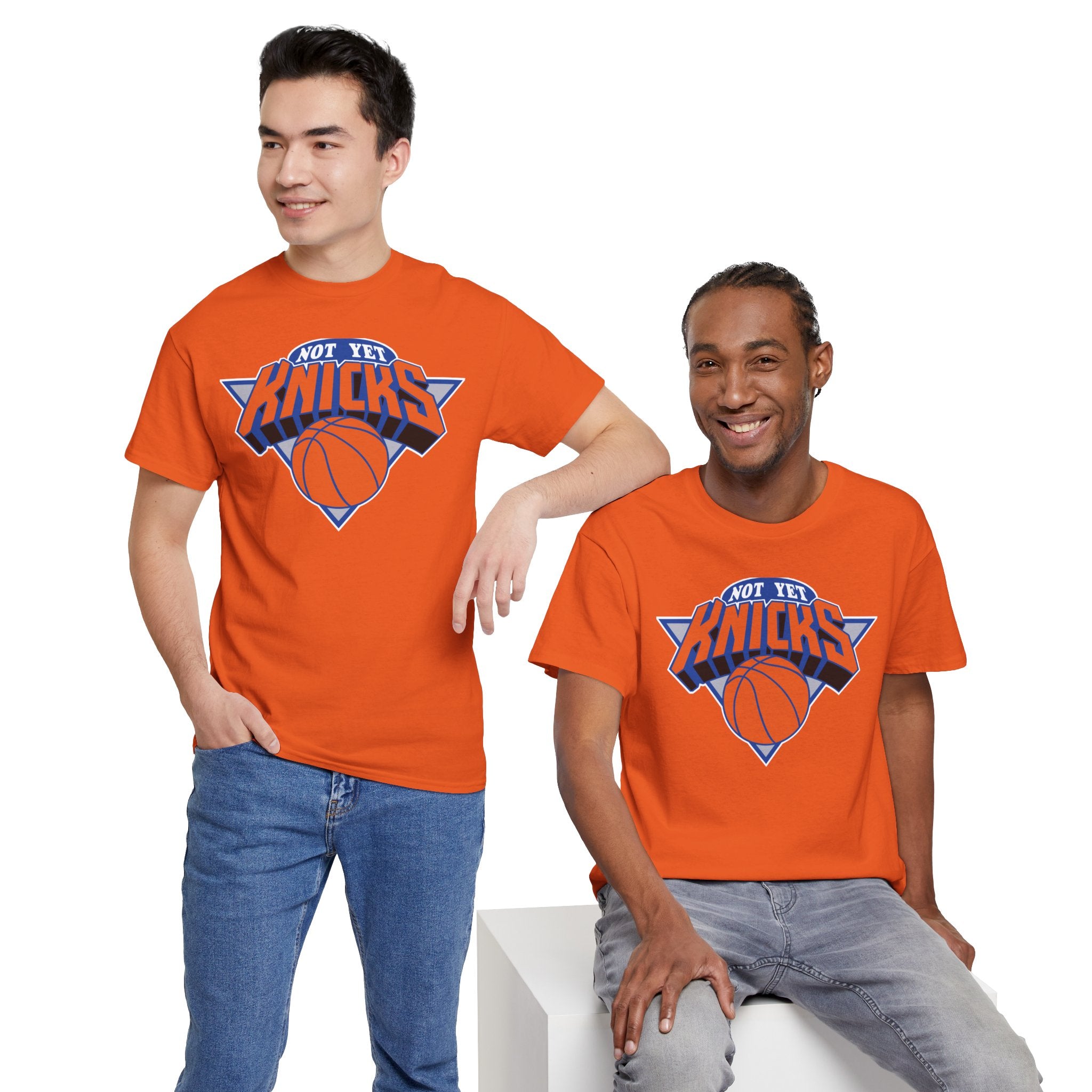 "NOT YET KNICKS" Unisex Heavy Cotton Tee with 'Not the Knicks' Basketball Design, Casual Wear, Sporty Gift, Streetwear, Game Day Apparel
