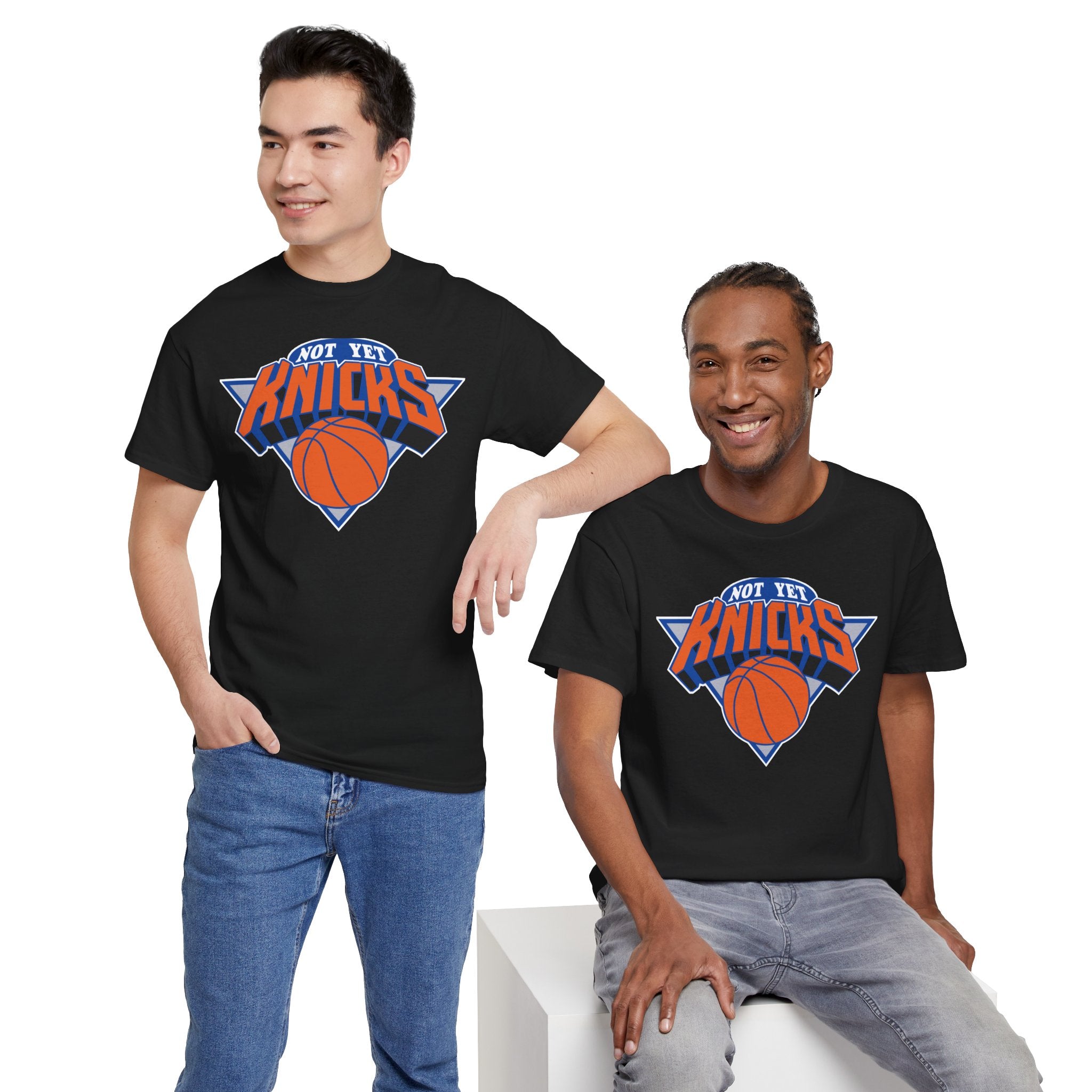"NOT YET KNICKS" Unisex Heavy Cotton Tee with 'Not the Knicks' Basketball Design, Casual Wear, Sporty Gift, Streetwear, Game Day Apparel