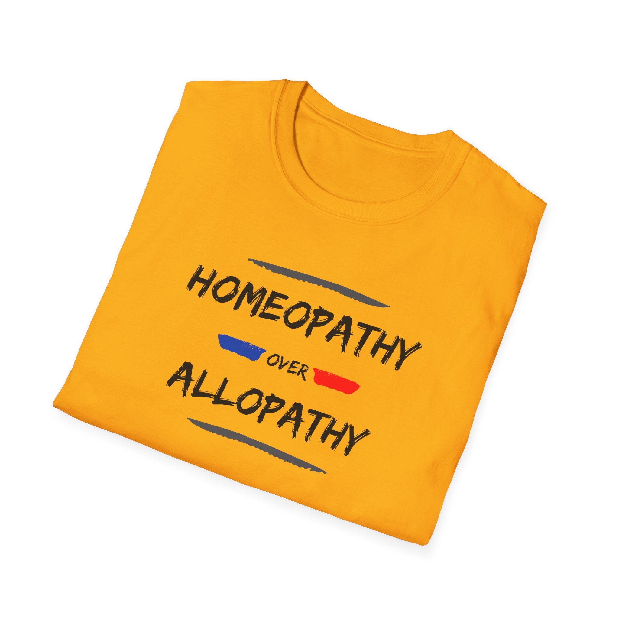 Homeopathy Over Allopathy, light colored shirt, Unisex Softstyle T-Shirt