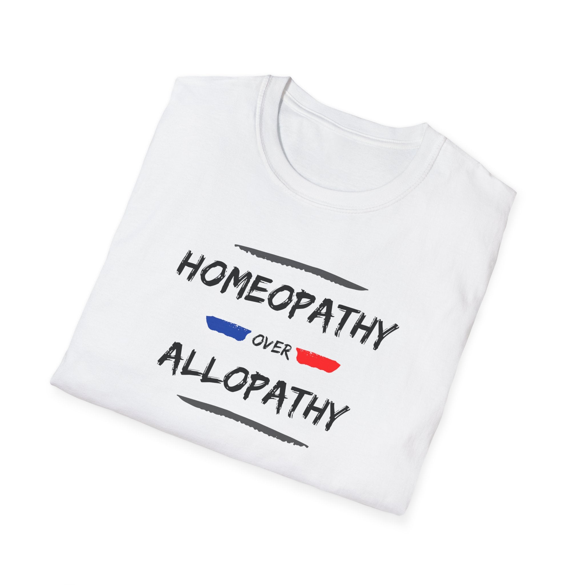 Homeopathy Over Allopathy, light colored shirt, Unisex Softstyle T-Shirt