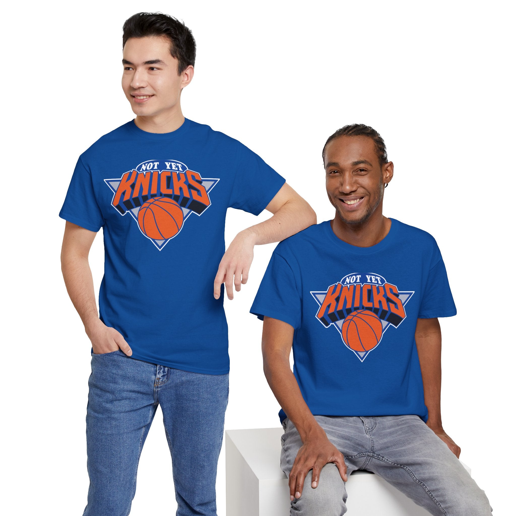 "NOT YET KNICKS" Unisex Heavy Cotton Tee with 'Not the Knicks' Basketball Design, Casual Wear, Sporty Gift, Streetwear, Game Day Apparel