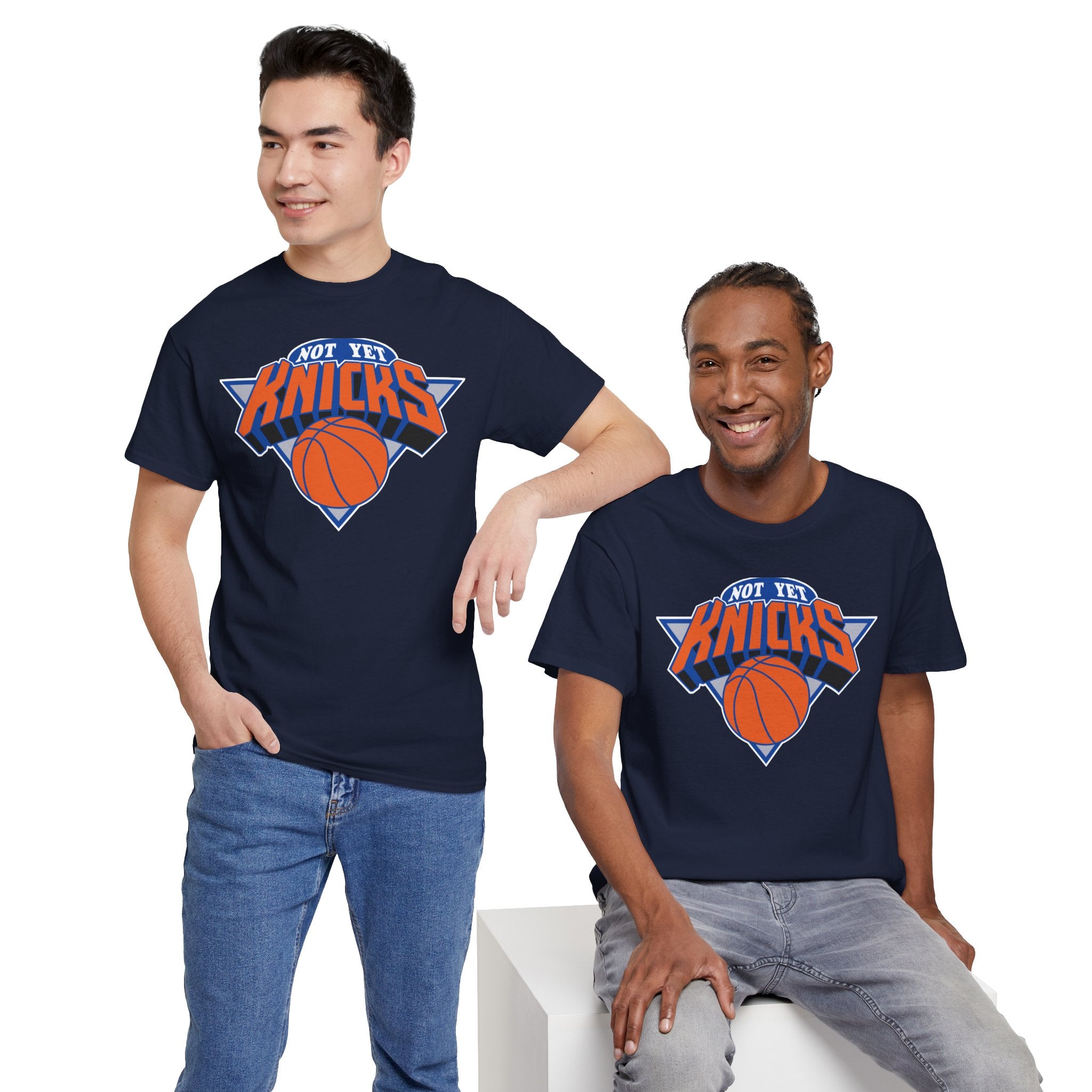 "NOT YET KNICKS" Unisex Heavy Cotton Tee with 'Not the Knicks' Basketball Design, Casual Wear, Sporty Gift, Streetwear, Game Day Apparel