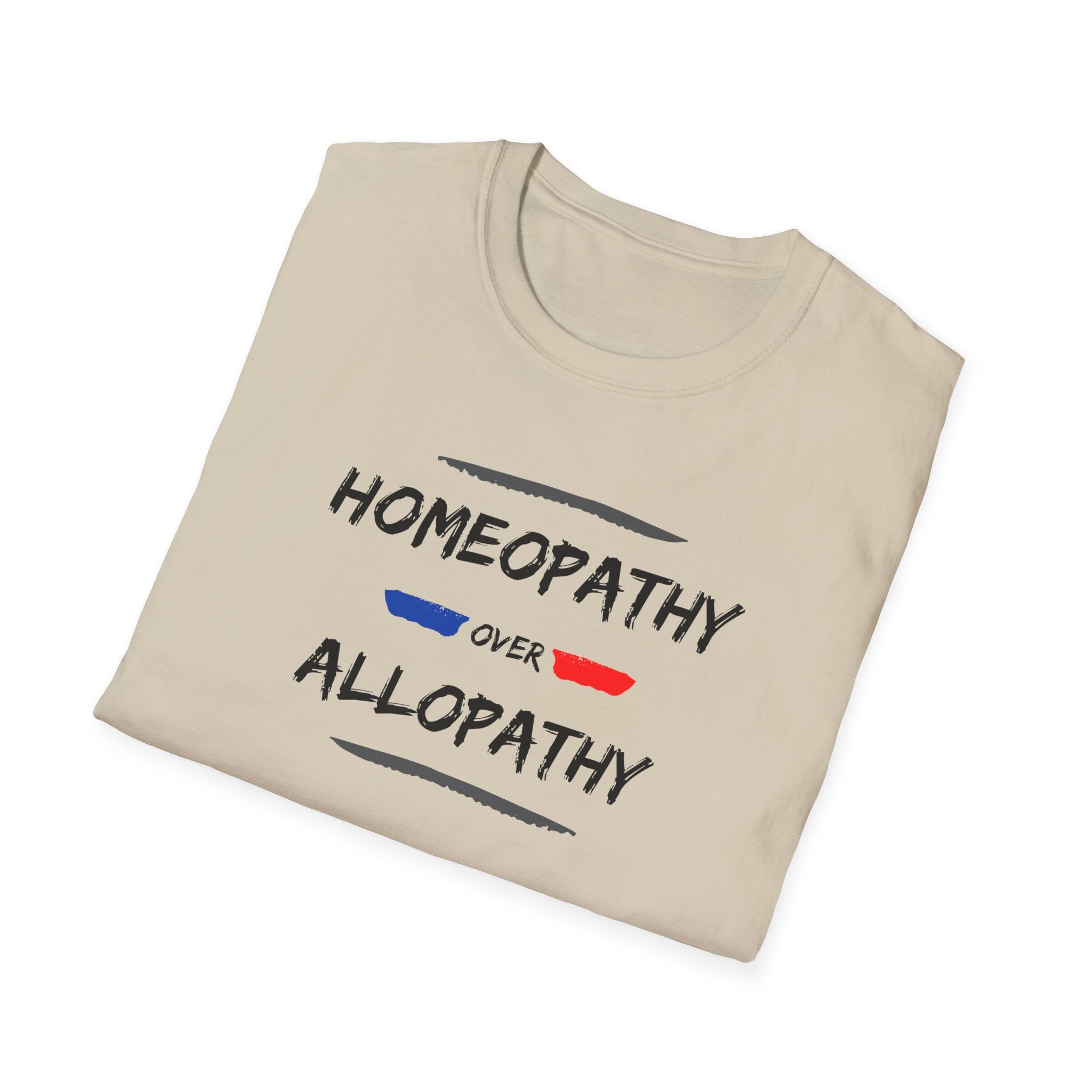 Homeopathy Over Allopathy, light colored shirt, Unisex Softstyle T-Shirt